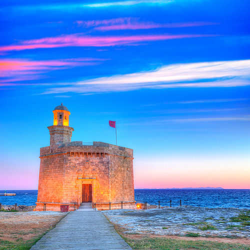 Ciutadella Castell de Sant Nicolas sunset Castillo San Nicolas in Ciudadela Balearic Islands