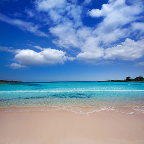 Menorca Son Saura beach in Ciutadella turquoise color at Balearic islands