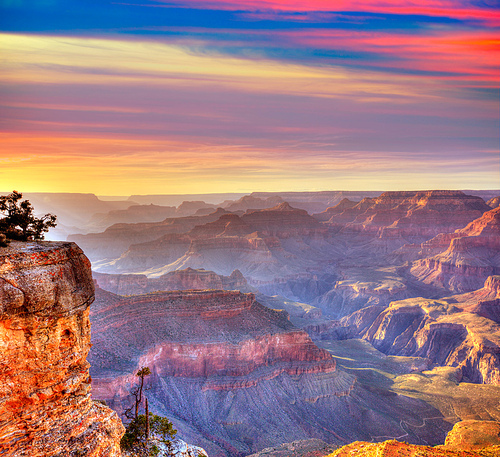 Arizona sunset Grand Canyon National Park Yavapai Point USA