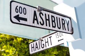 San Francisco Haight Ashbury street sign junction corner in California USA