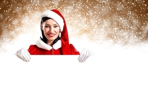 santa girl with a blank banner
