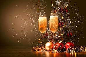 Glasses of champagne at new year party