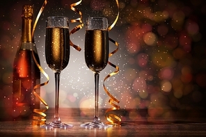 Glasses of champagne at new year party