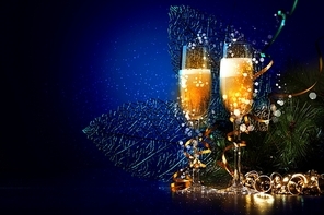 Glasses of champagne at new year party