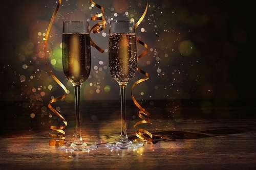 Glasses of champagne at new year party