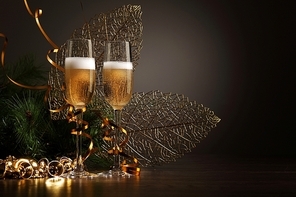 Glasses of champagne at new year party