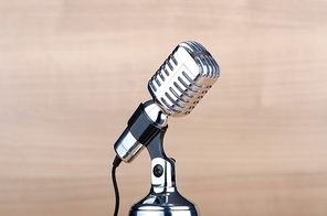 Vintage microphone against the background