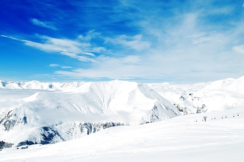 High mountains under snow in the winter