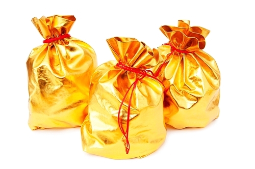 Golden sacks full of something good