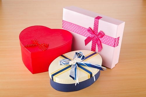 Giftbox on the wooden table