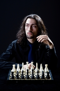 Chess player playing his game