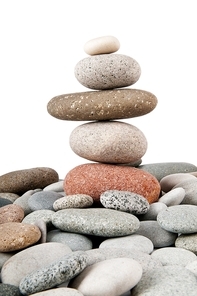 Stack of pebbles isolated on the white