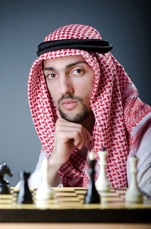 Chess player playing his game