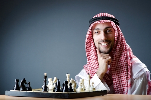 Chess player playing his game