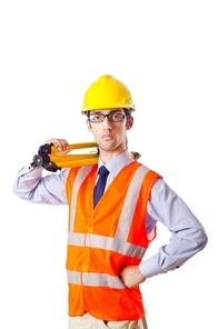 Young construction worker with hard hat