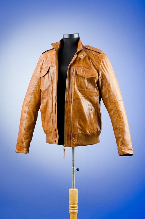 Brown leather jacket in fashion concept