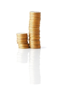 Stack of coins isolated on the white