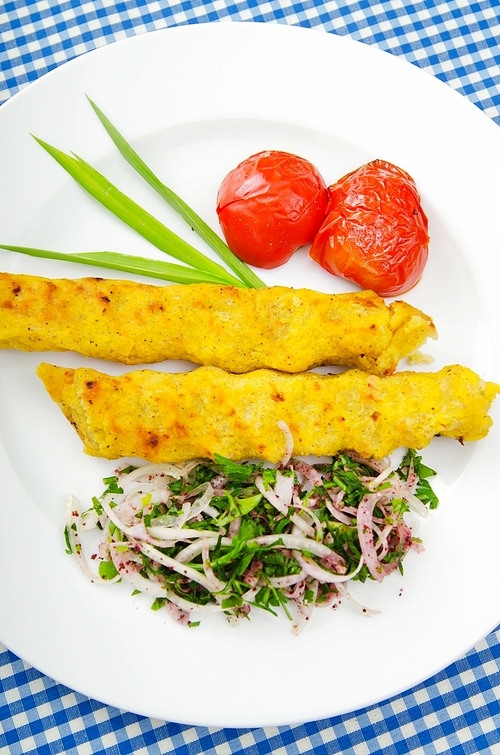 Traditional azeri kebab made with mashed potato