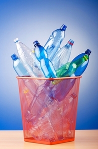 Concept of recycling with plastic bottles