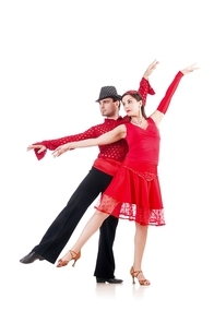 Pair of dancers isolated on the white