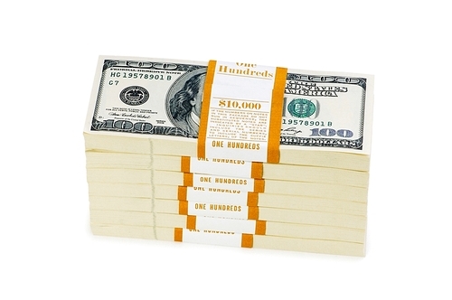 Stack of dollars isolated on the white