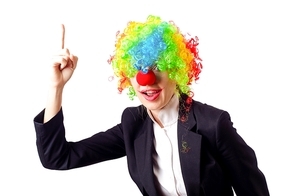 Woman clown in business suit