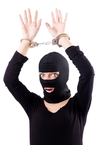 Young female criminal with handcuffs