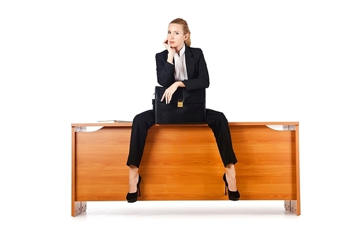 Businesswoman woman on the desk