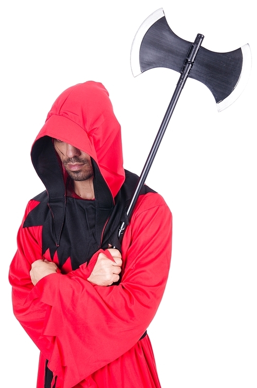 Roman Executioner Red Robe Executioner in red costume with axe on white | 유토이미지 | 상세페이지 | 베이직샵 ...