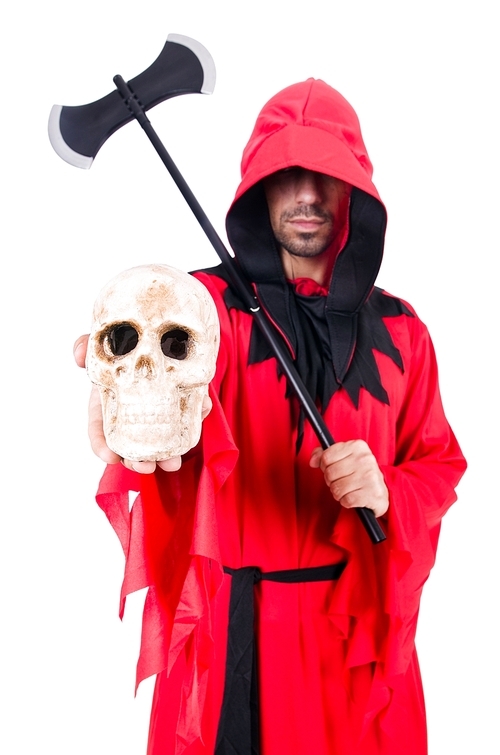 Roman Executioner Red Robe Executioner in red costume with axe on white | 유토이미지 | 상세페이지 | 베이직샵 ...