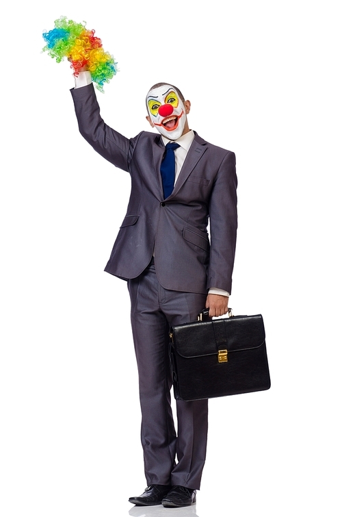 Businessman clown isolated on white