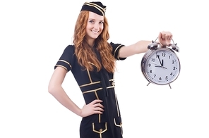 Sailor with clock isolated on white