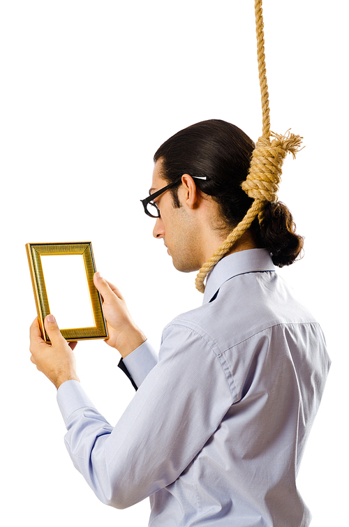 Man with noose around his neck