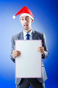 Businessman with santa hat and message