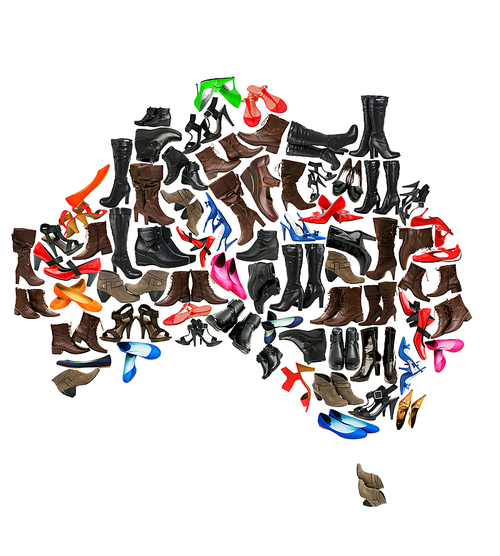 Australia continent made of woman shoes