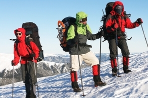 hiker in mountains