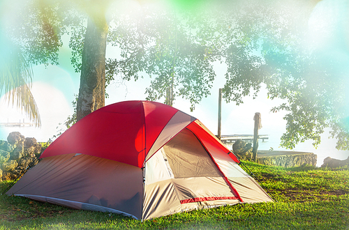 tent on green grassland