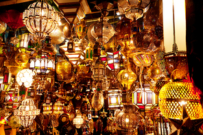 Lamp shop in moroccan market