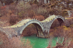 Traditional stone bridge in  Greece