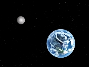 earth and moon in space