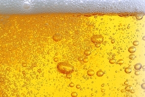 beer with bubbles close up