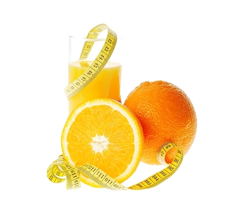 glass with fresh orange juice as diet symbol