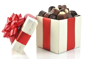 different chocolate in gift box
