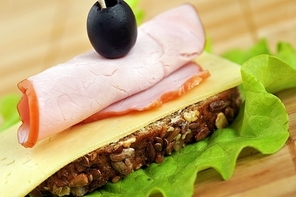 Sandwich with ham and cheese. close up