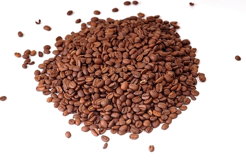 Coffee grains on  white background