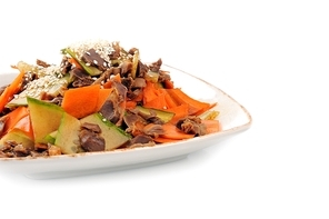 steamed s and  meat with sesame. chinese cuisine
