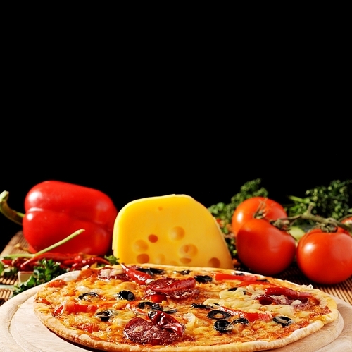 fresh baked pizza with  diferent ingredients