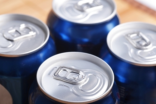 aluminium can with drink|view from  top