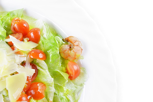 Salad with seafood|romaine salad leaf and cheese