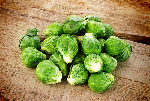 Brussels sprout on old wooden table